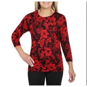 Rebecca Malone 3/4 Sleeve Floral Sweater